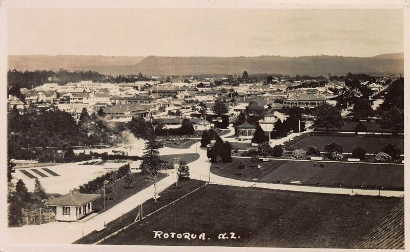 View of Rotorua, New Zealand, Early Real Photo Postcard, Unused