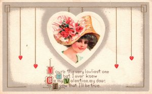 Vintage Postcard You're The Very Loveliest One That I Ever Knew Young Lady