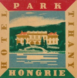 Hungary Tihany Hotel Park Vintage Luggage Label sk3685