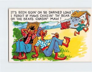 Postcard Greeting Card with Quote And Hillbillies Bear Comic Art Print