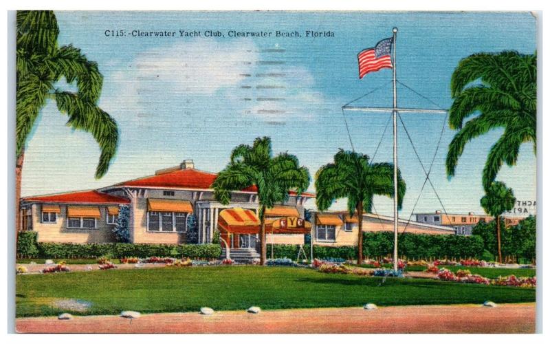 1954 Clearwater Yacht Club, Clearwater Beach, FL Postcard