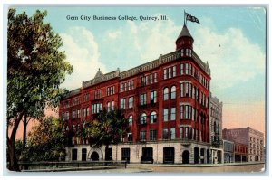 1915 Gem City Business College Exterior Building Road Quincy Illinois Postcard