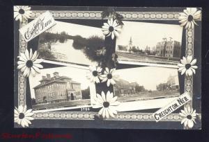 RPPC CREIGHTON NEBRASKA DOWNTOWN STREET SCENE SCHOOL REAL PHOTO POSTCARD