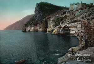 Vintage Postcard The Grot Tourist Attraction Swimming Spot Portovenere Italy