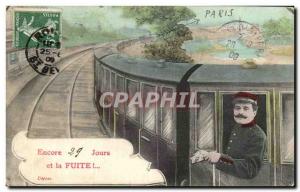 Old Postcard Paris Still 29 days and the leakage Army Train
