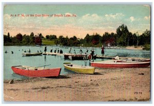 1915 At 4 P.M. On The East Shore Of Beach Lake Pennsylvania PA Antique Postcard