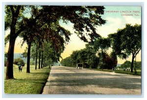 c1910's Driveway Lincoln Park Car Scene Chicago Illinois IL Antique Postcard