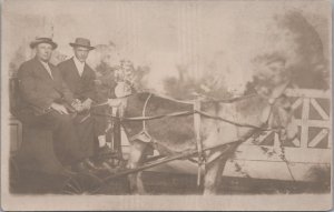 RPPC Postcard Men Driving a Cart With Donkey 1911