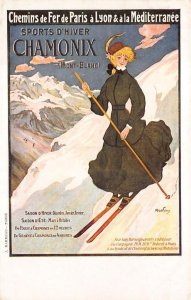 FRANCE EUROPE SPORTS SKIING RAILWAY TRAIN ADVERTISING SIGNED POSTCARD (c. 1910)