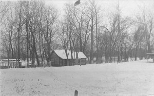 Log cabin by the River Indianapolis Indiana 1910 RPPC Photo Postcard 20-4807