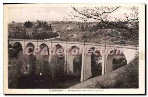 Postcard Old Nontron Perspective Of Two Viaducts