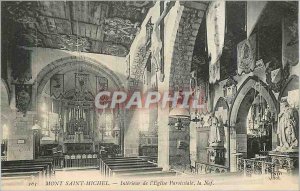 Old Postcard Mont Saint Michel Interior of the Parish Church The Nave