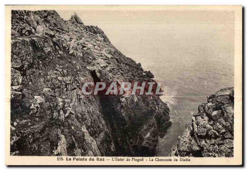 Old Postcard The Pointe du Raz The Hell Plogoft The Devil's Chimney