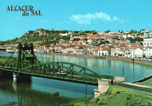 Postcard Panorama And Village Bridge Alcaser Do Sal Portugal