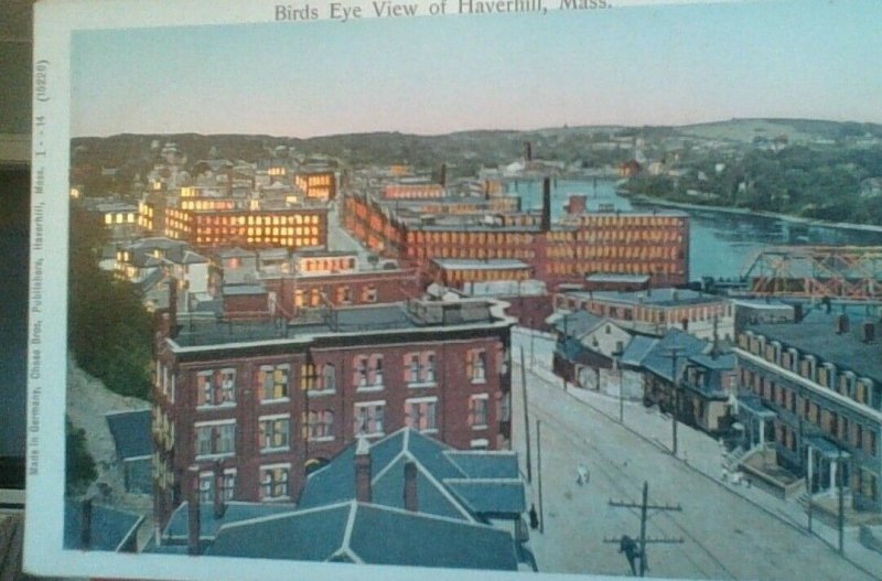 Haverhill MA~Clothing Store Billboard~Downtown Rooftops, Birdseye~Copper c1906 