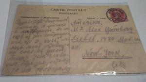 RED STAR LINE SHIP POSTCARD BELGIUM TO NEW YORK 1908 VADERLAND $30 OR BEST OFFER