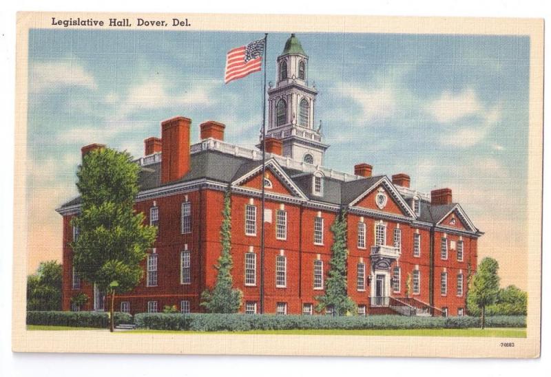 Legislative Hall Dover Delaware DE Vintage Linen Postcard