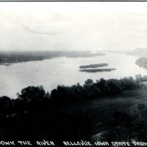 c1940s Bellevue Iowa State Park RPPC Mississippi River Real Photo Postcard A93