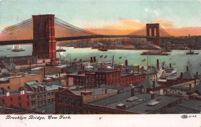 Brooklyn Bridge, New York City. Early Postcard, Unused