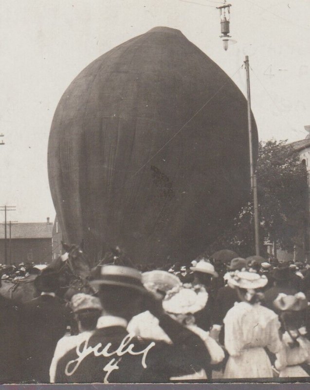 Edgerton WISCONSIN RPPC 1908 BALLOON LAUNCH Ascension nr Milton Madison CROWD WI