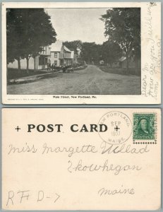 NEW PORTLAND ME MAIN STREET 1907 UNDIVIDED ANTIQUE POSTCARD