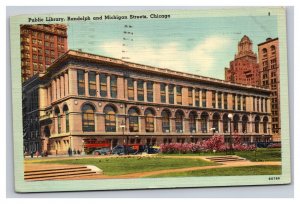 Vintage 1942 Postcard Public Library, Randalph and Michigan Streets, Chicago