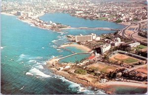 Postcard Puerto Rico - Air view San Juan - Cunard Line Cruise Posted Venezuela