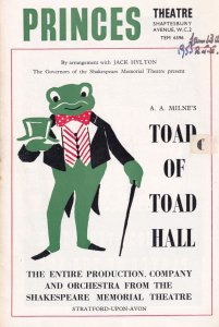 Toad Of Toad Hall 1953 Princes Theatre Wind In The Willows Programme