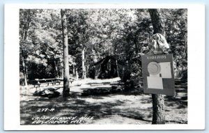 RPPC EDGERTON, Wisconsin WI ~ CAMP HICKORY HILL Picnic Tables Postcard