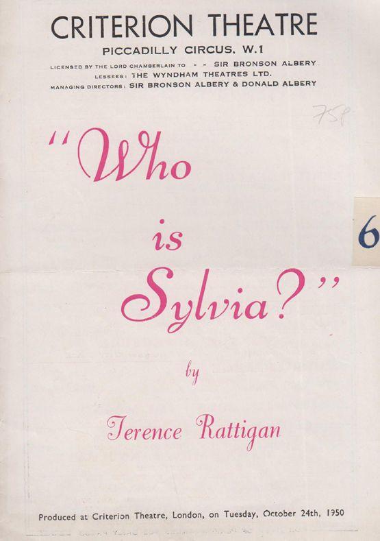 Who Is Sylvia Terence Rattigan Comedy Criterion Theatre Programme