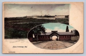 J93/ Baltimore Maryland Postcard c1910 Fort McHenry 2View 70