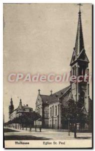 Old Postcard Mulhouse Church St Paul