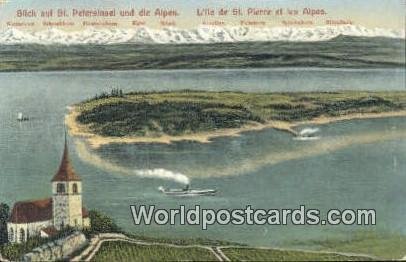 Blick auf St Petersinsel und die Alpen Jungfrau Swizerland 1911 