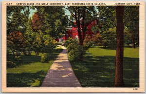 Campus Scenen Girls Dormitory East Tennessee State College Johnson City Postcard