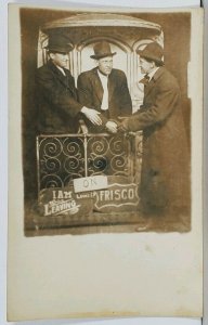 RPPC Gentlemen on Train, St. Louis Mo Studio Prop Photo Pruss' Postcard K15