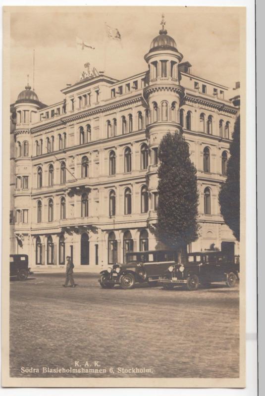 Stockholm; Bolinder Palace & Royal Automobile Club (KAK) RP PPC Unused, c 30's 