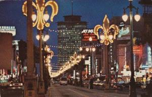 Louisiana New Orleans Canal Street At Night