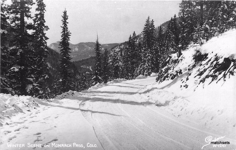 1940s Monarch Pass Colorado Winter Scene Sanborn RPPC real photo postcard 4467