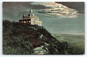 1908 SUMMIT HOUSE MT TOM BY MOONLIGHT NEAR EASTHAMPTON MASS POSTCARD P3612