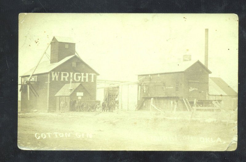 RPPC MORRISON OKLAHOMA COTTON GIN FARMING VINTAGE REAL PHOTO POSTCARD 1913