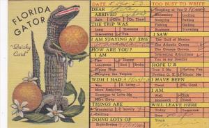 Florida Busy Peron's Correspondence Card Florida Gator 1953 Curteich