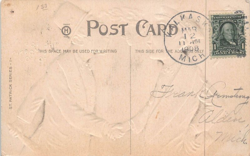 J79/ St Patrick's Day Holiday Postcard c1910 Top of Mornin Pipes Men 27