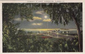 LP36  Clearwater, Florida, FL, postcard, Causeway at Night.