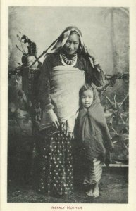 nepal, Nepalese Mother and Children, Nose Jewelry (1910s) Postcard (1)