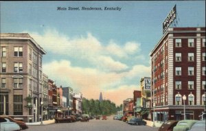 Henderson Kentucky KY Main Street Colorful Linen Vintage Postcard