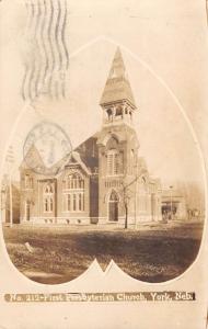 York Nebraska birds eye view First Presbyterian Church real photo pc Z13093