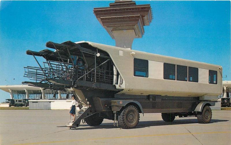 Vintage Postcard Dulles Int'l Airport Washington DC Mobile Lounge on Tarmac