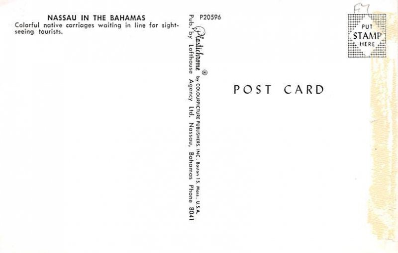 Colorful Native Carriages Nassau in the Bahamas Unused 