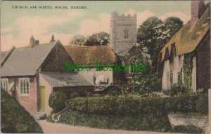 Wiltshire Postcard - Church and School House, Marden SW7816