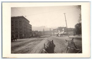 c1910 Candid Antlers Hotel View Horse Colorado Springs CO RPPC Photo Postcard 